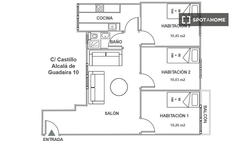 Double room Seville, 3 beds, 70m² — photo 58