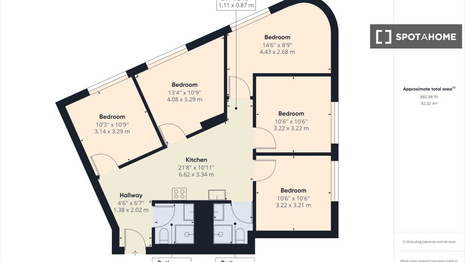Double room Berlin, 1 bed, 82m² — photo 11