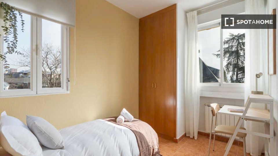 Soleggiata camera singola con bagno privato e con terrazzo - à Madrid