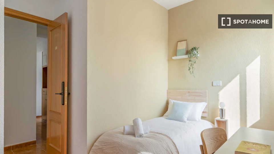 Soleggiata camera singola con bagno privato e con terrazzo - a Madrid