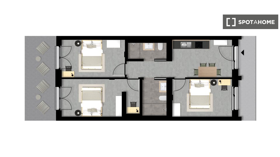 Double room Berlin, 3 beds, 69m² — photo 12