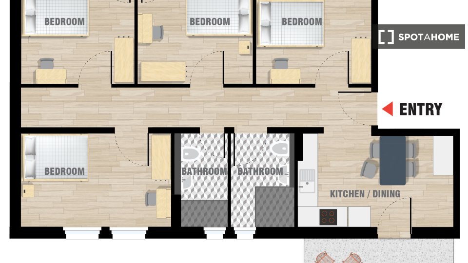 Double room Berlin, 4 beds, 85m² — photo 9