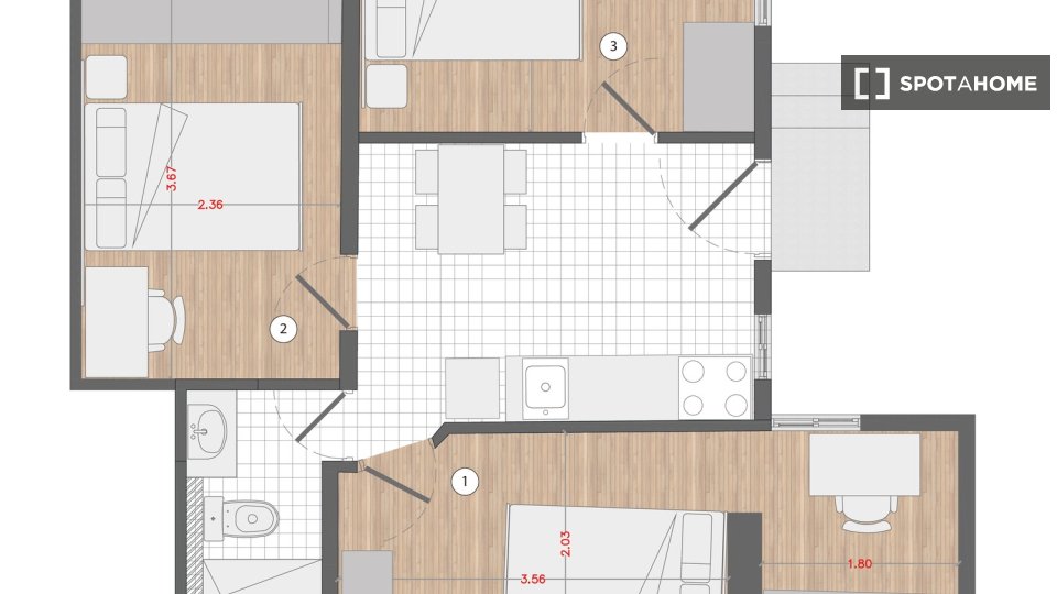 Double room Madrid, 3 beds — photo 35