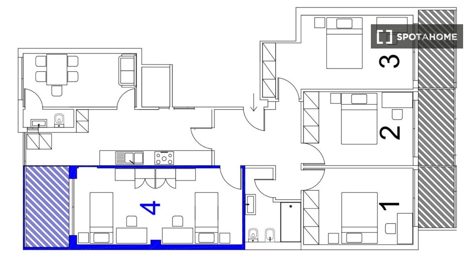 Double room Lisbon, 4 beds, 124m² — photo 1
