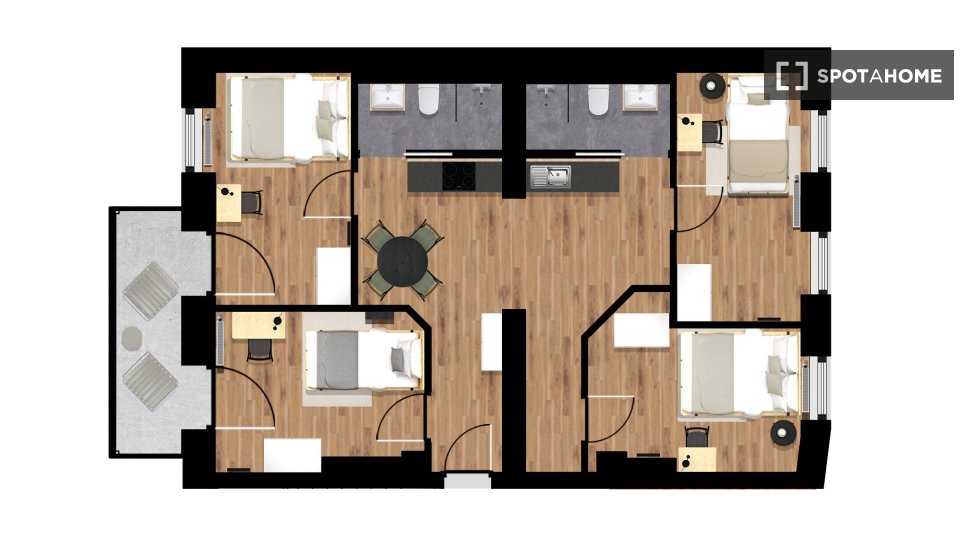 Double room Berlin, 3 beds, 69m² — photo 14