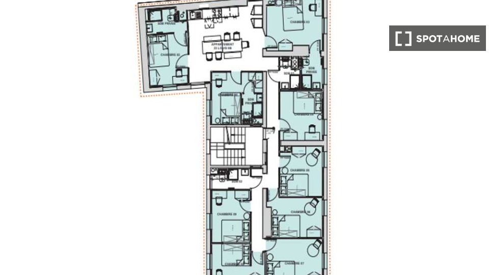 Double room Paris, 16 beds, 140m² — photo 1