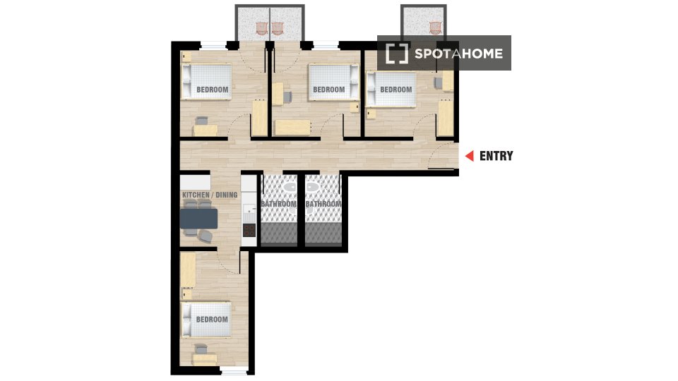 Double room Berlin, 4 beds, 76m² — photo 18