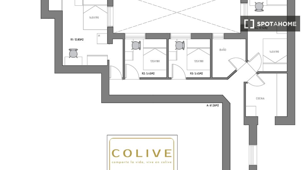 Habitación en piso compartido de 5 habitaciones en alquiler en Goya, Madrid