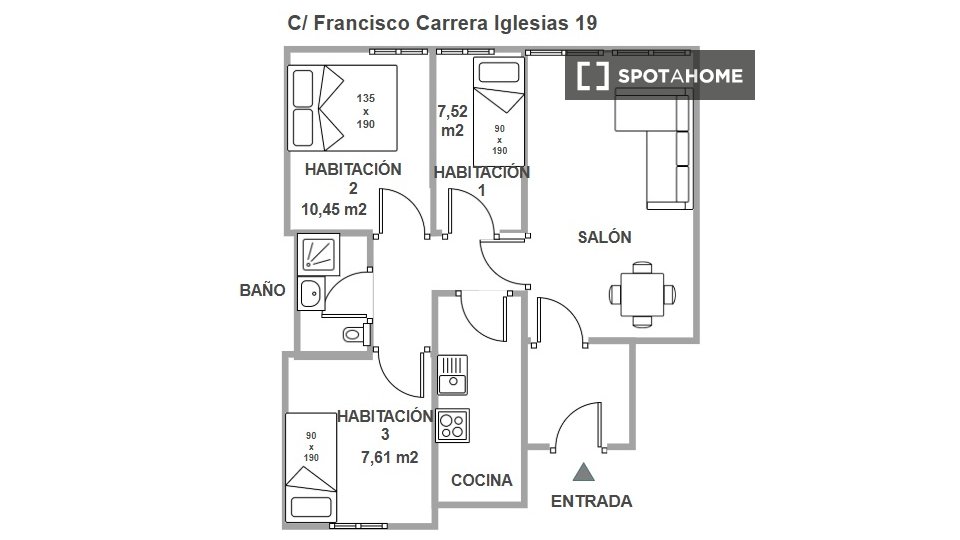 Double room Seville, 3 beds, 85m² — photo 58