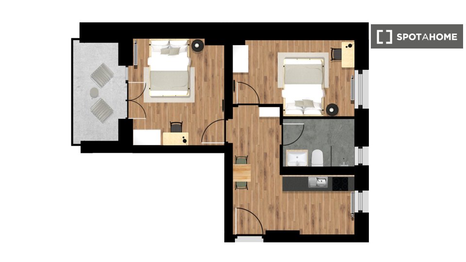 Double room Berlin, 2 beds, 49m² — photo 12