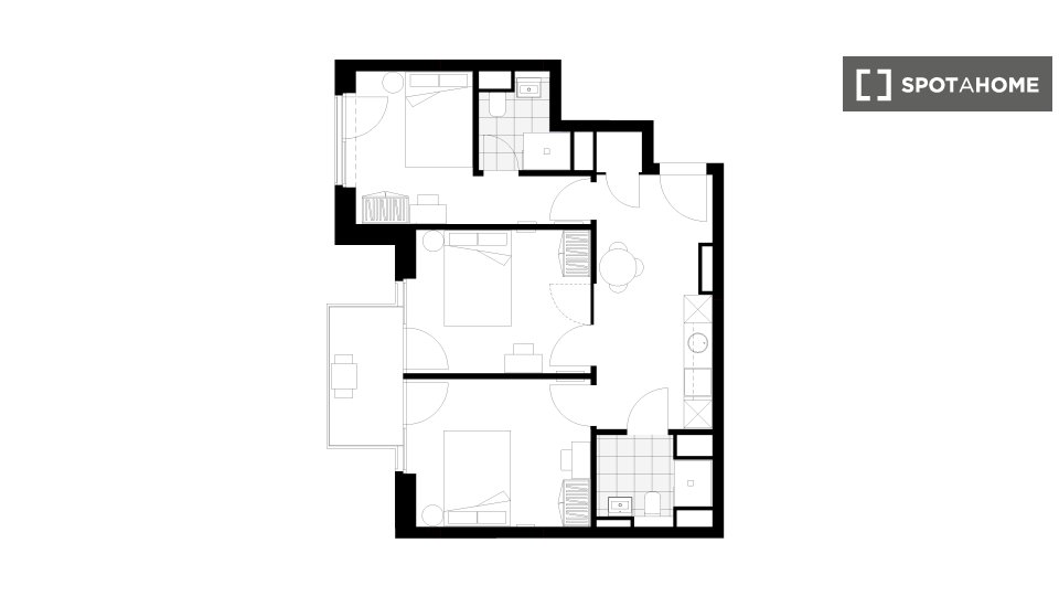 Double room Berlin, 3 beds, 60m² — photo 13