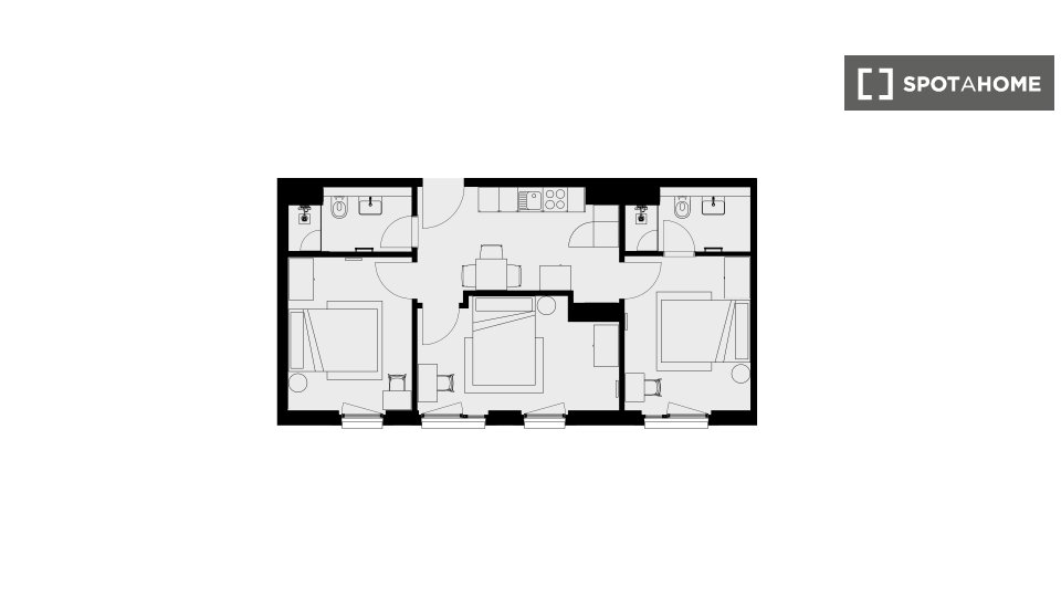 Double room Leipzig, 3 beds, 56m² — photo 15