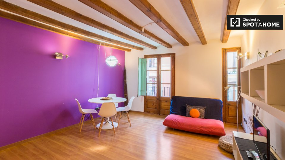 Colourful studio apartment for rent in Barri Gòtic (ref 300435